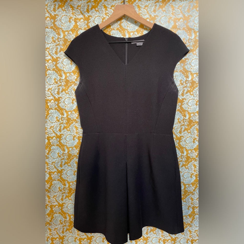 Vince Inverted Pleat V Neck Mini Sheath Sleeveless Dress